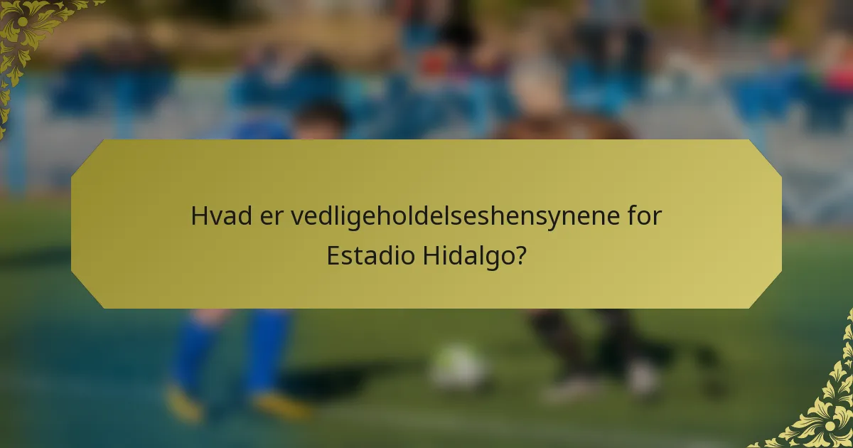 Hvad er vedligeholdelseshensynene for Estadio Hidalgo?
